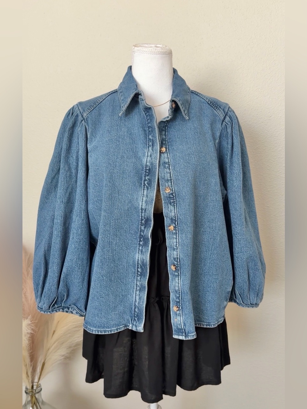 NWT Denim Button-Up Jacket in Blue